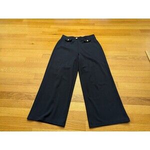MICHAEL KORS Womens SZ S NAVY BLUE CROPPED NAUTICAL PANTS Gold Button Decoration